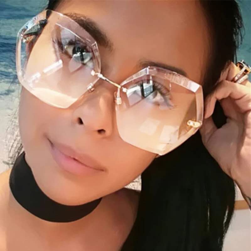 2020 New Fashion Brand Design Vintage Rimless Pilot Sunglasses Women Men Retro Cutting Lens Gradient Sun Glasses Female Uv400 - Sunglasses