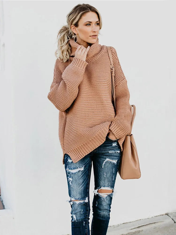 Women Pullover Thick Knitted Turtleneck Sweater