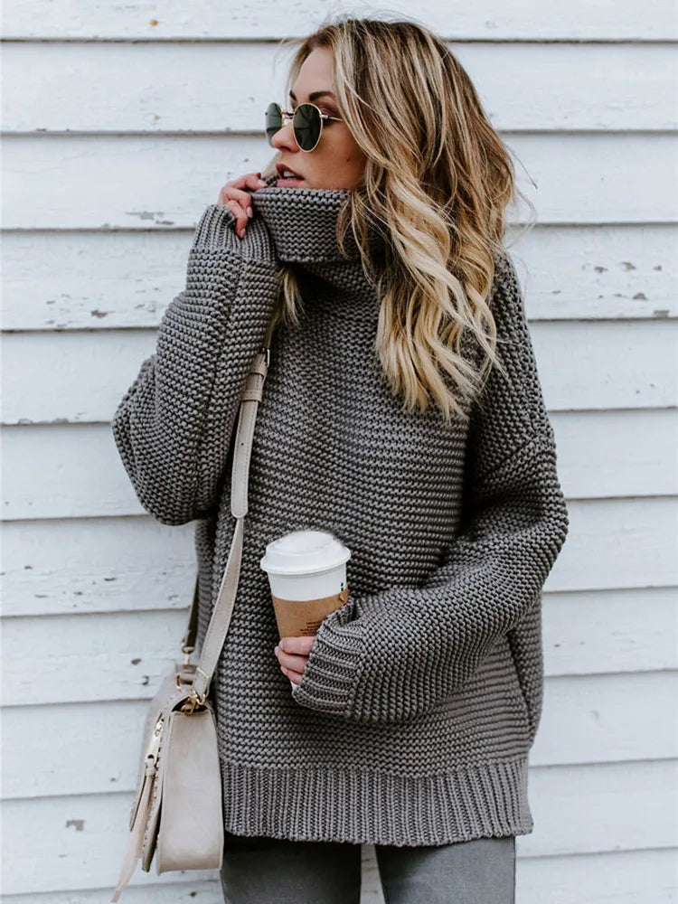 Women Pullover Thick Knitted Turtleneck Sweater