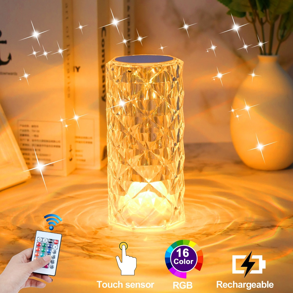 Crystal Table Led Night Light Touch Lamp
