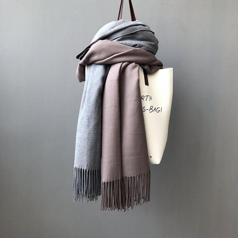 Long Acrylic Solid Color Warm Shawl