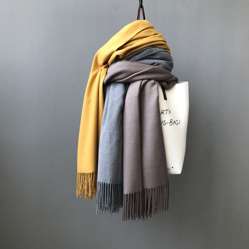 Long Acrylic Solid Color Warm Shawl