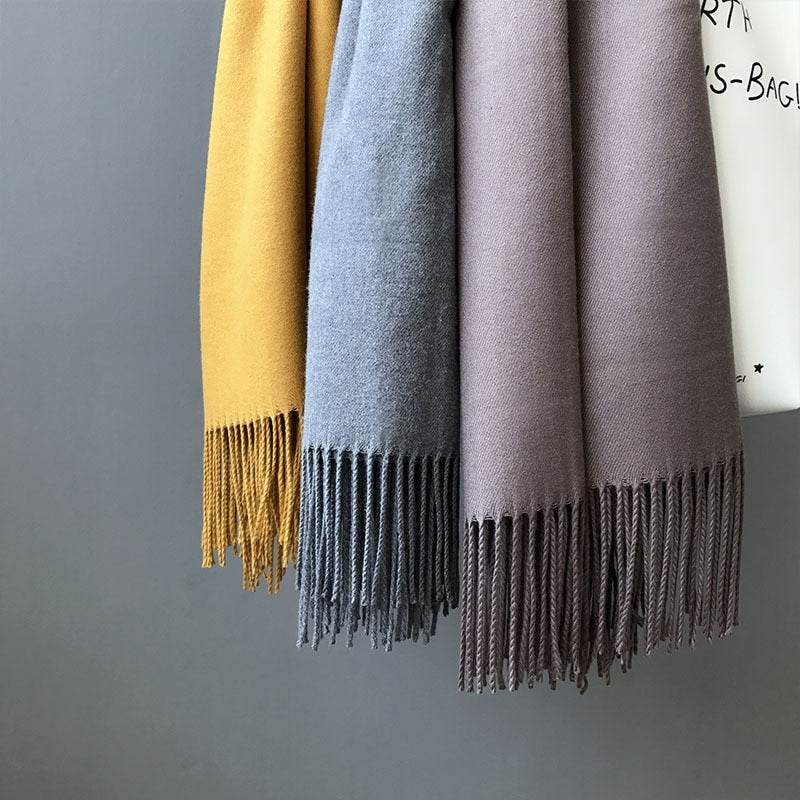 Long Acrylic Solid Color Warm Shawl