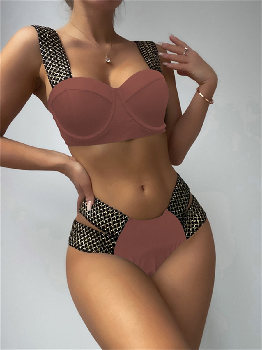 Bandage Bikinis Women Push Up Swimsuit
