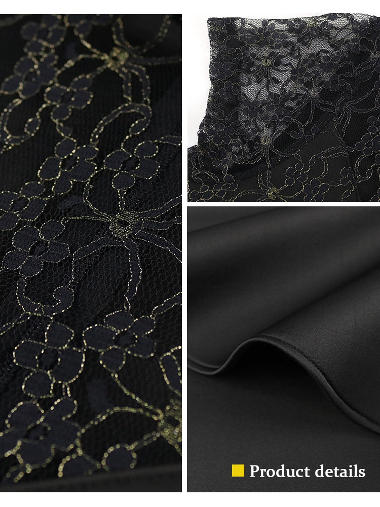 Black Lace Sheer Sleeves Slim See Through Mermaid Gown