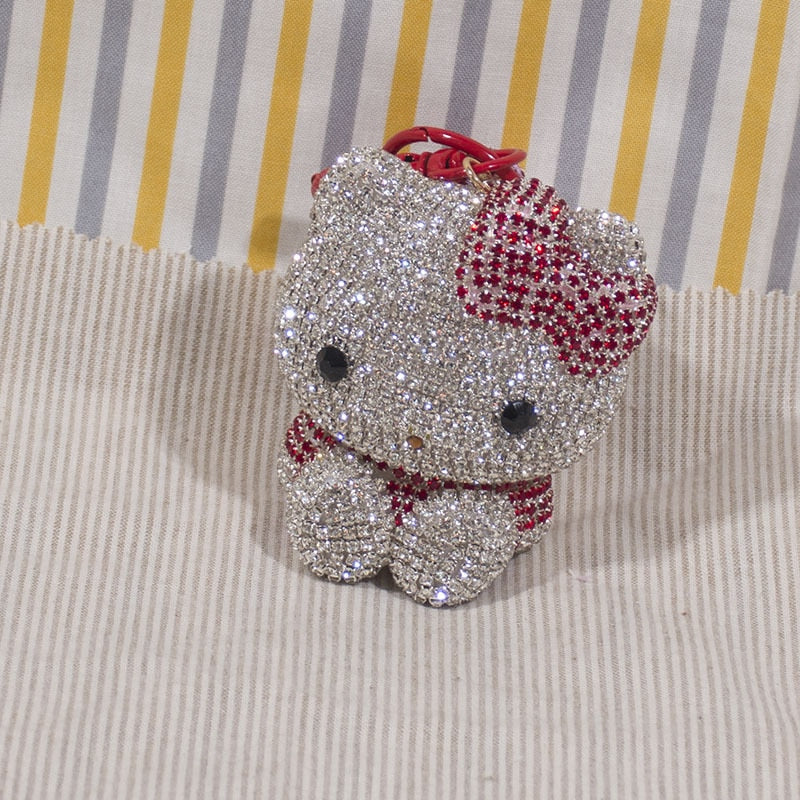 Rhinestone Cat Keychain Pendant