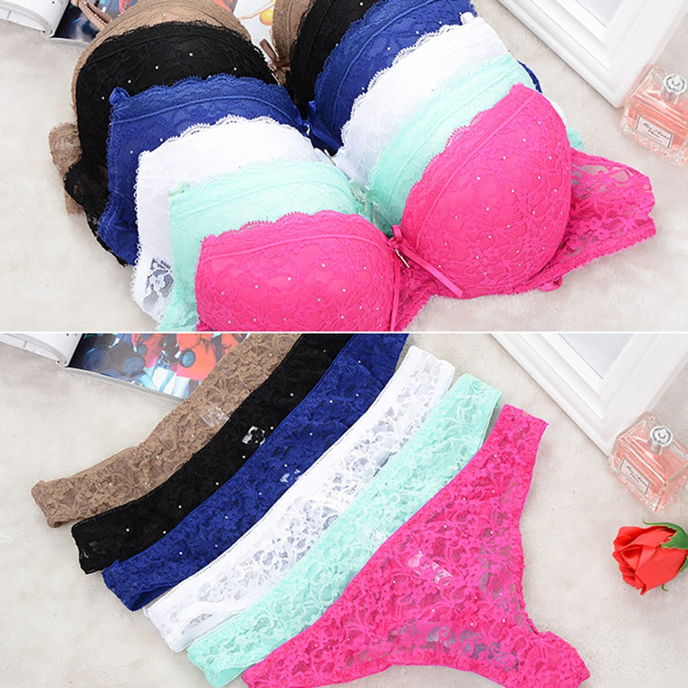 Lace Drill Bra Set