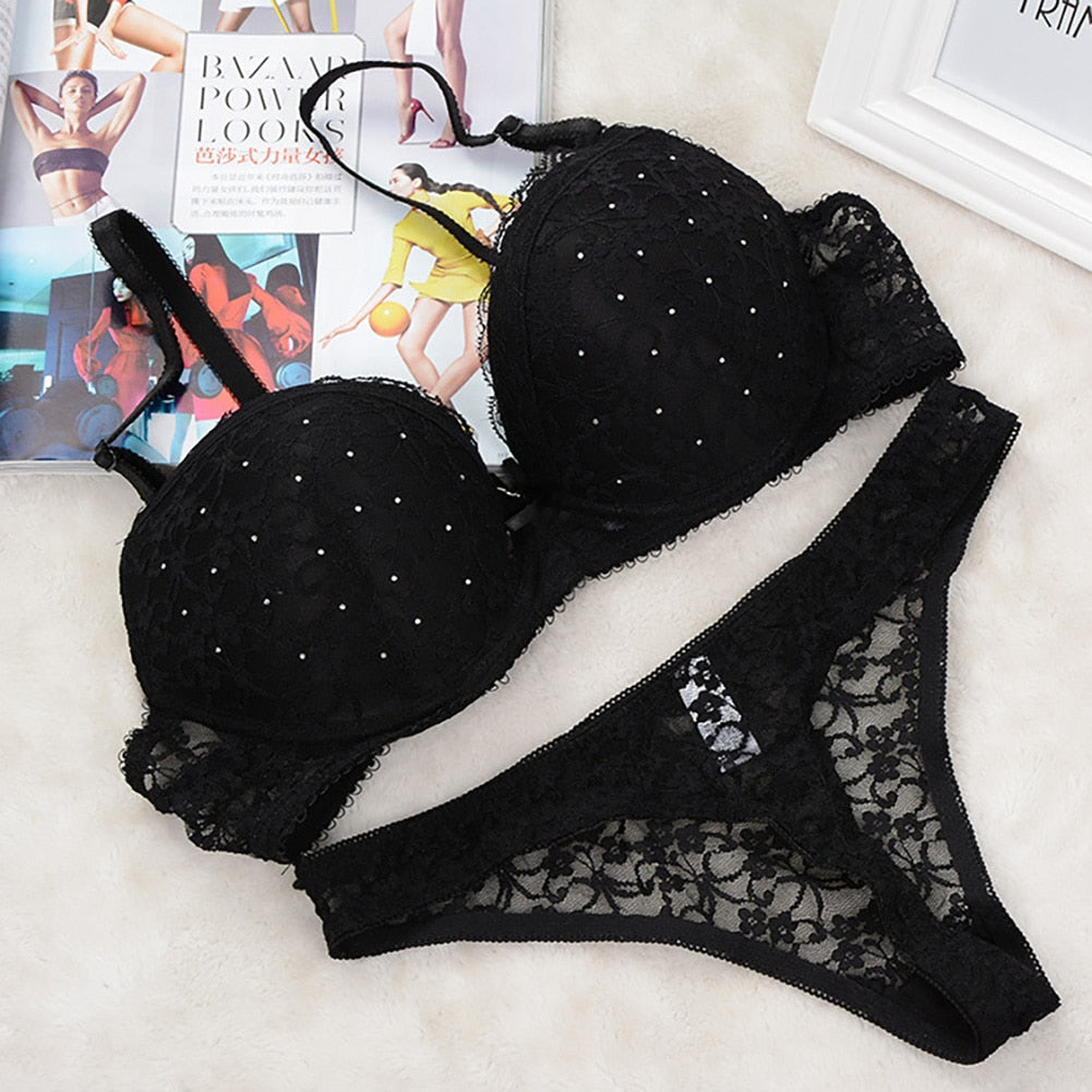 Lace Drill Bra Set