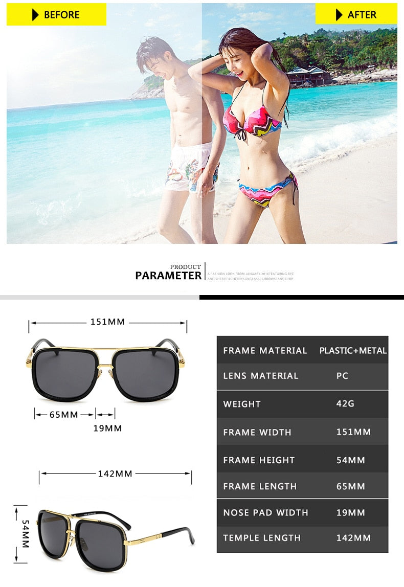 Big Frame Men Square Sunglasses