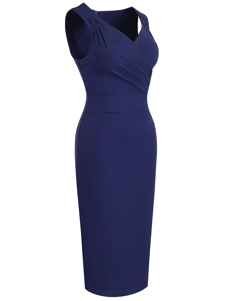 Solid Sexy Deep V Elegant Cocktail Dress