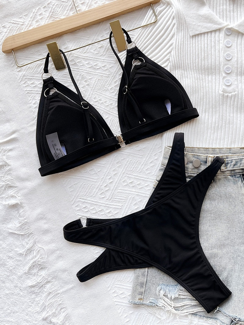 Two Piece Thong Swimsuits Summer Beachwear - Bikinis Set