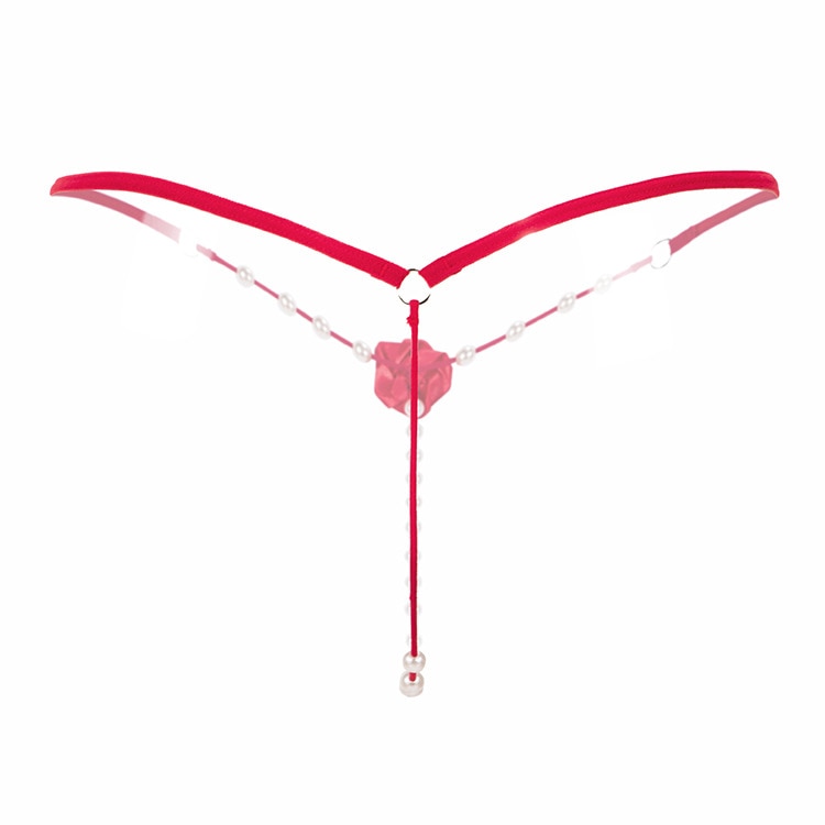 Woman Sexy Panties Pearl Open Crotch Thongs Briefs. Rose Crotchless Underpants.