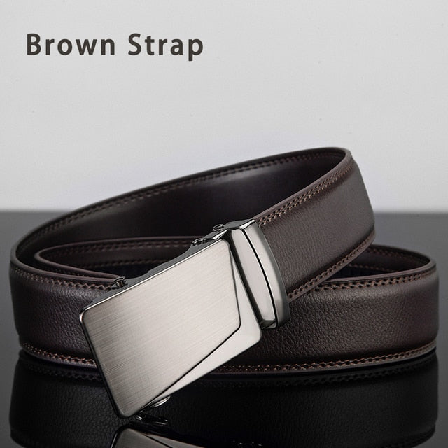 Men Leather Belt Metal Automatic Buckle