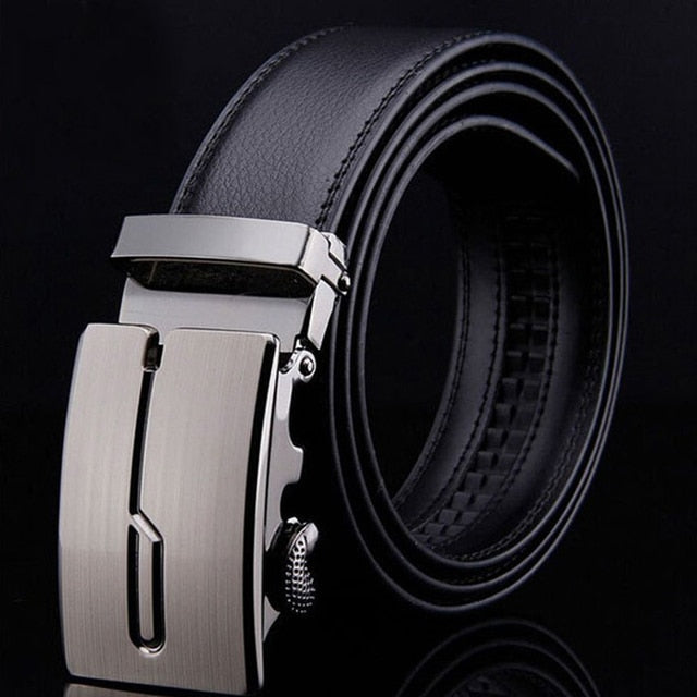 Men Leather Belt Metal Automatic Buckle