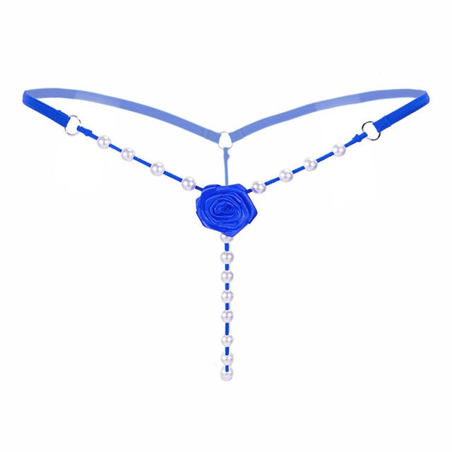 Woman Sexy Panties Pearl Open Crotch Thongs Briefs. Rose Crotchless Underpants.