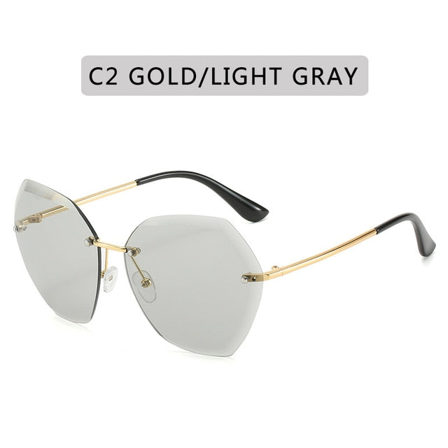 2020 New Fashion Brand Design Vintage Rimless Pilot Sunglasses Women Men Retro Cutting Lens Gradient Sun Glasses Female Uv400 - Sunglasses