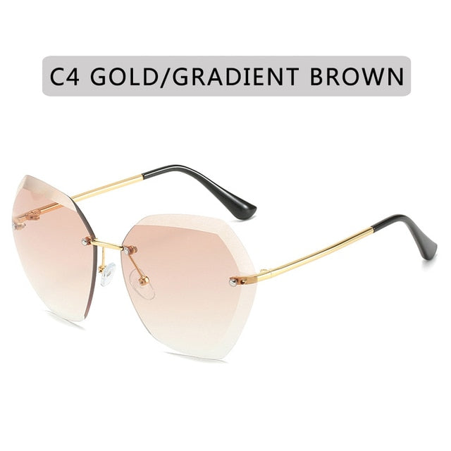 2020 New Fashion Brand Design Vintage Rimless Pilot Sunglasses Women Men Retro Cutting Lens Gradient Sun Glasses Female Uv400 - Sunglasses
