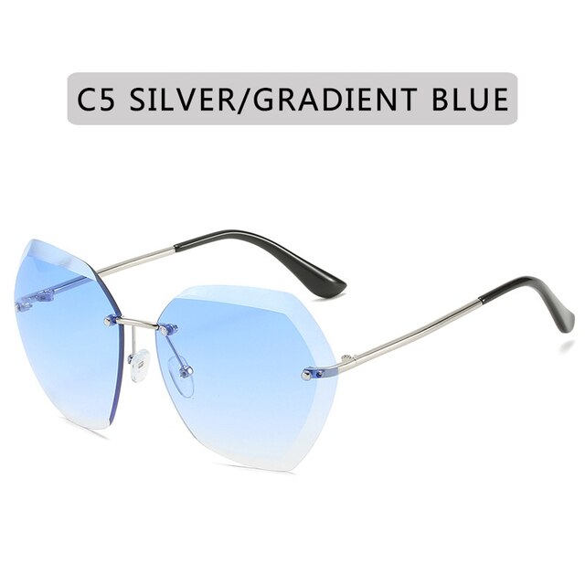2020 New Fashion Brand Design Vintage Rimless Pilot Sunglasses Women Men Retro Cutting Lens Gradient Sun Glasses Female Uv400 - Sunglasses