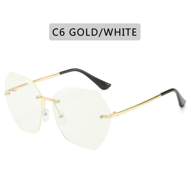 2020 New Fashion Brand Design Vintage Rimless Pilot Sunglasses Women Men Retro Cutting Lens Gradient Sun Glasses Female Uv400 - Sunglasses