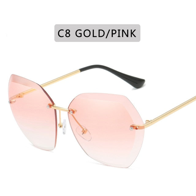 2020 New Fashion Brand Design Vintage Rimless Pilot Sunglasses Women Men Retro Cutting Lens Gradient Sun Glasses Female Uv400 - Sunglasses