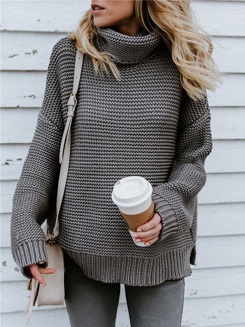 Women Pullover Thick Knitted Turtleneck Sweater