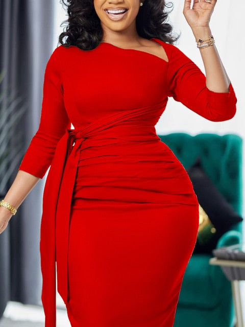 Three Quarter Sleeve Knee-length Dress