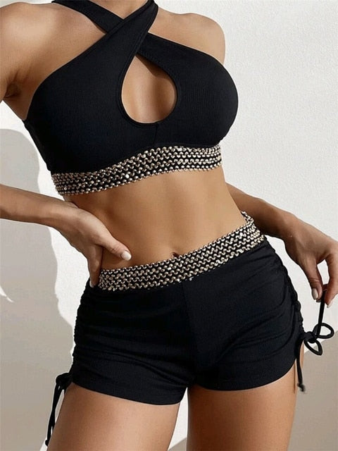 Bandage Bikinis Women Push Up Swimsuit