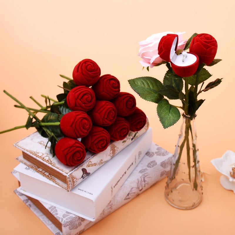 Romantic Rose Ring Box Flower Valentines Day Gift