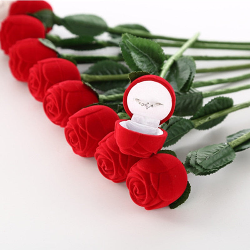 Romantic Rose Ring Box Flower Valentines Day Gift