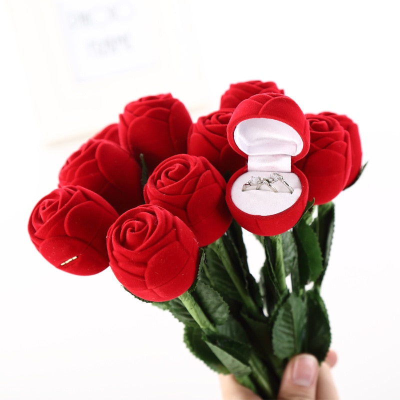 Romantic Rose Ring Box Flower Valentines Day Gift