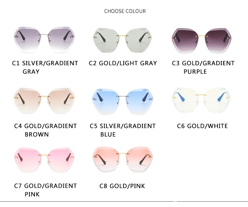 2020 New Fashion Brand Design Vintage Rimless Pilot Sunglasses Women Men Retro Cutting Lens Gradient Sun Glasses Female Uv400 - Sunglasses