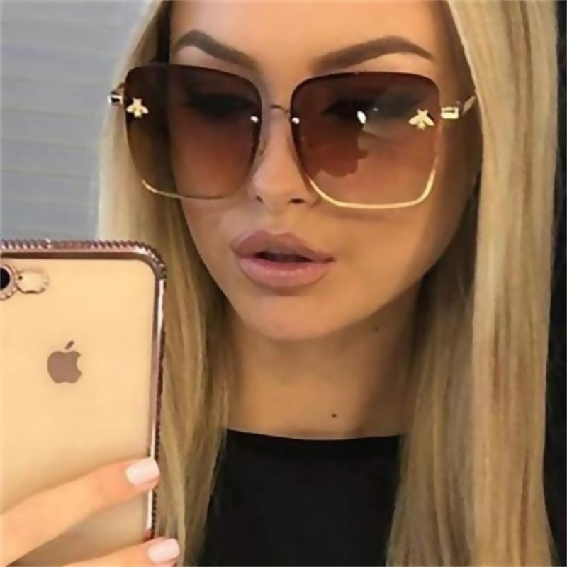 Oversize Rimless Square Sunglasses