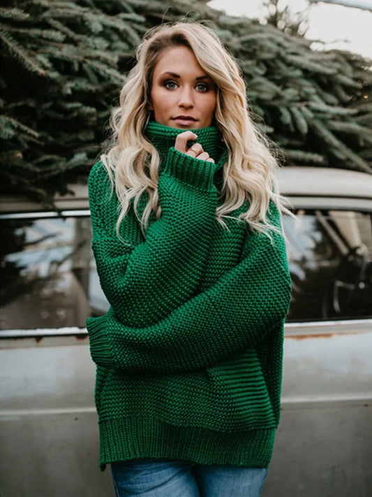 Women Pullover Thick Knitted Turtleneck Sweater