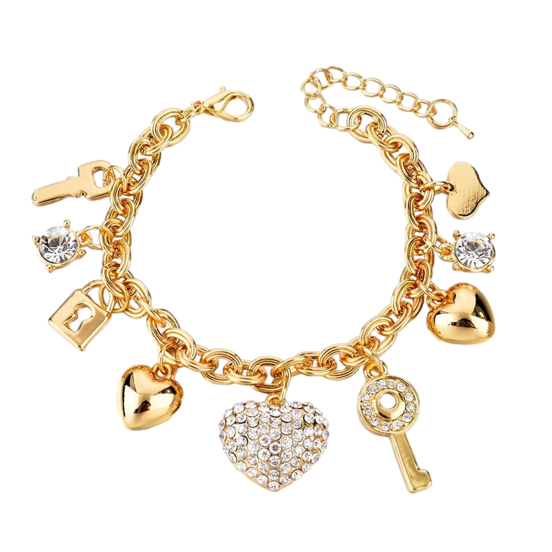 Heart Beetle Charm Bracelet