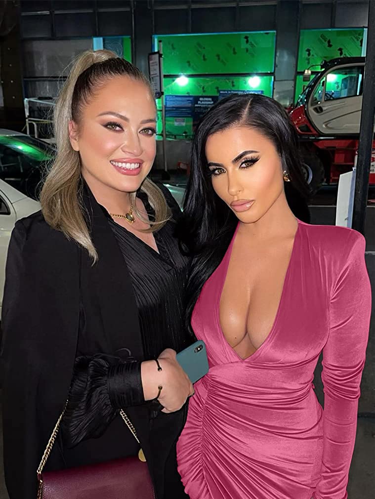 Women's Sexy Long Sleeve V Neck Cocktail Dress