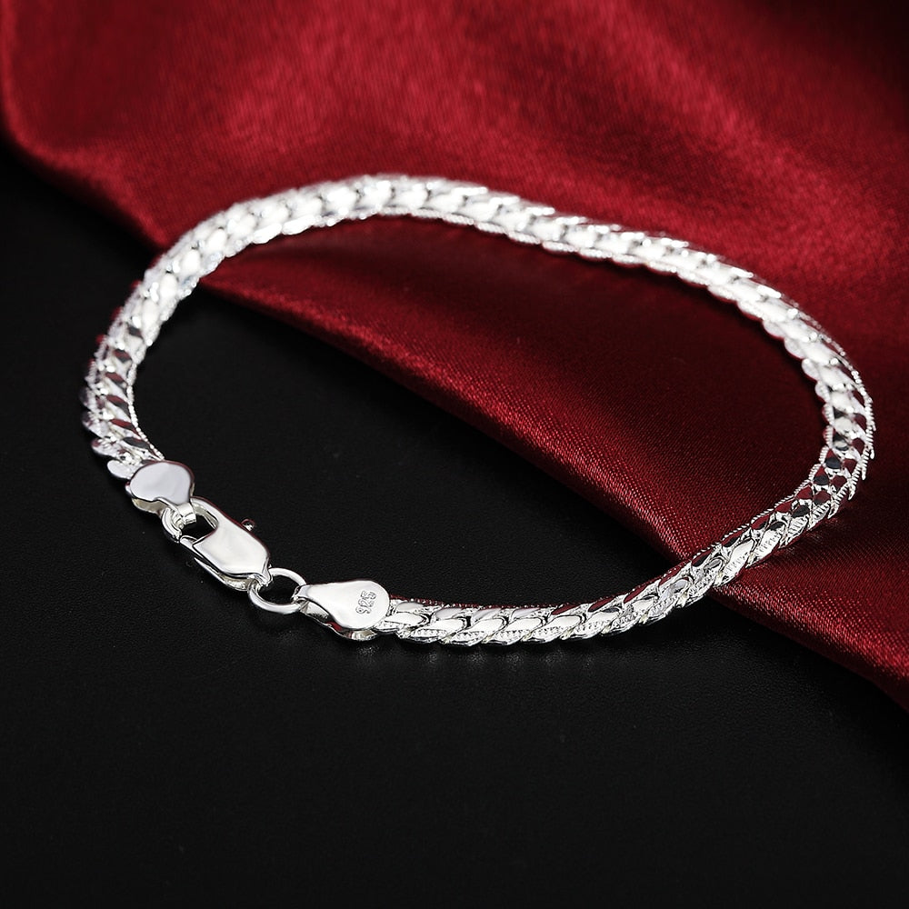 Sterling silver Classic flat sideways chain Bracelet