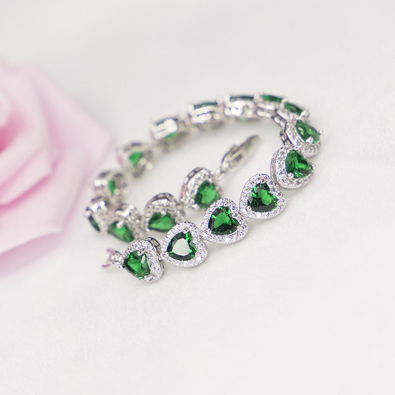 Heart Emerald Jewelry Set