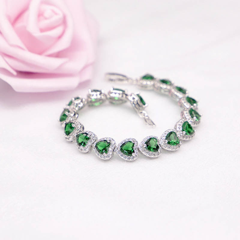 Heart Emerald Jewelry Set