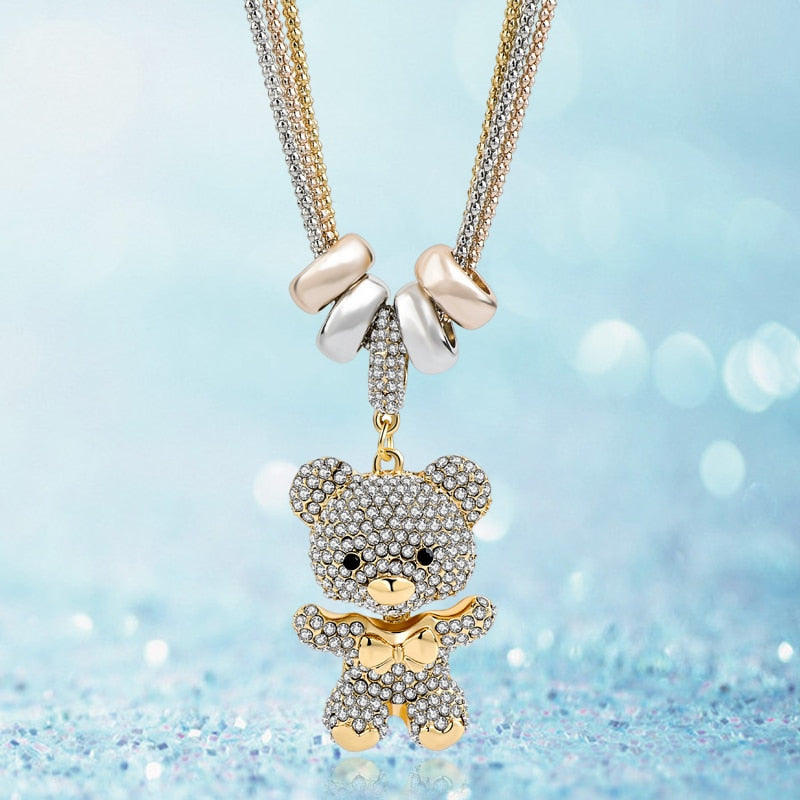 Crystal Bear Pendant Necklace