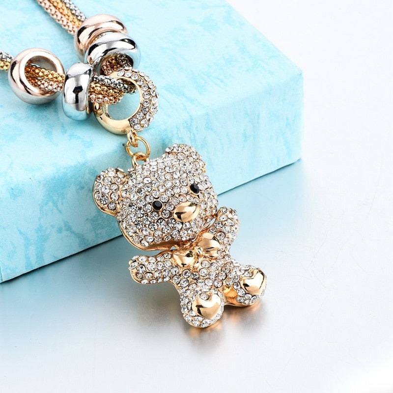 Crystal Bear Pendant Necklace