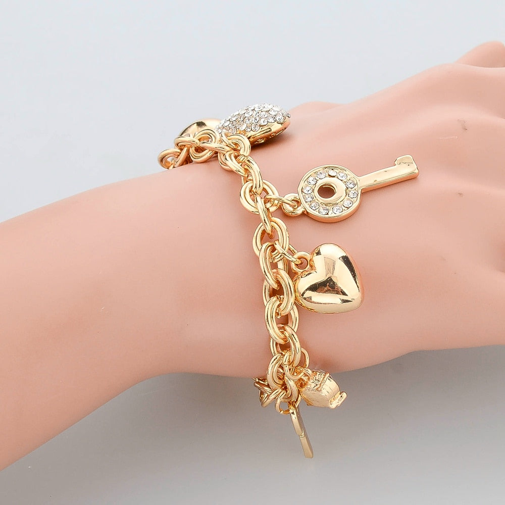 Heart Beetle Charm Bracelet