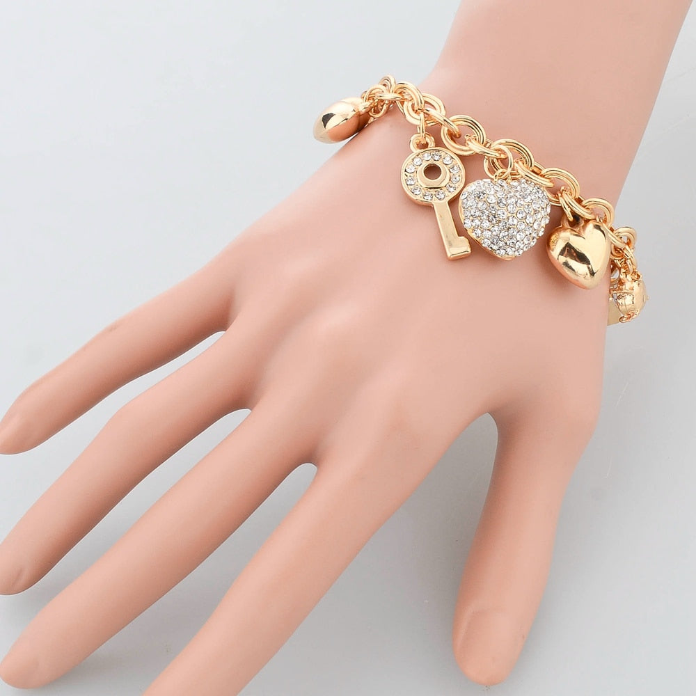 Heart Beetle Charm Bracelet