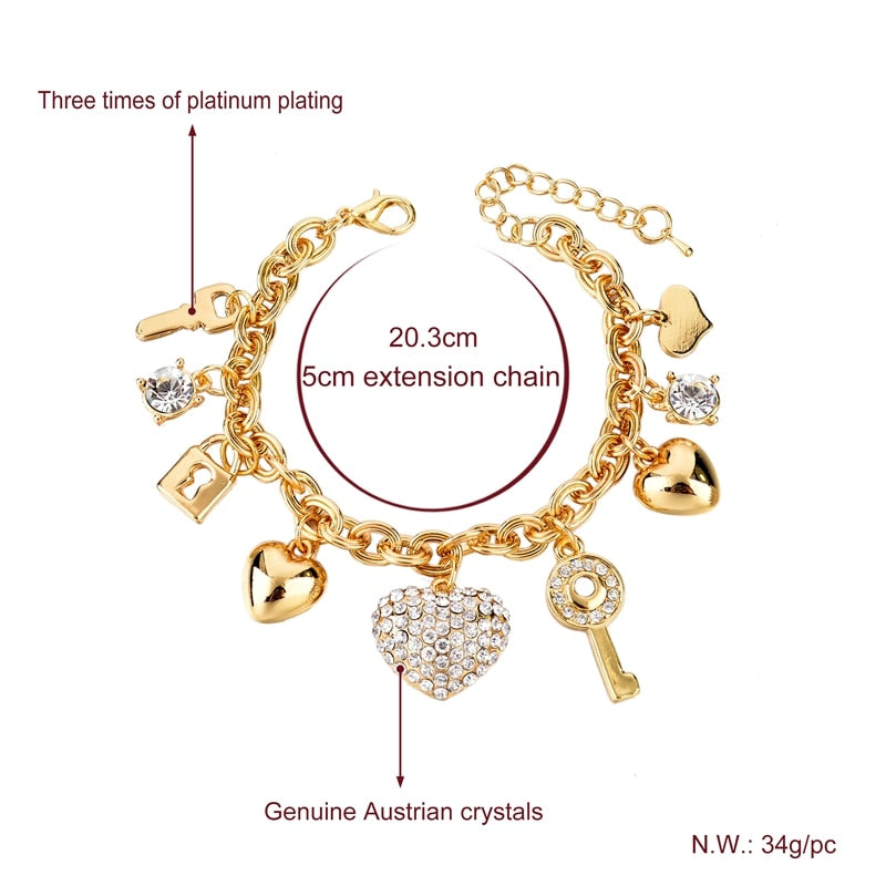 Heart Beetle Charm Bracelet
