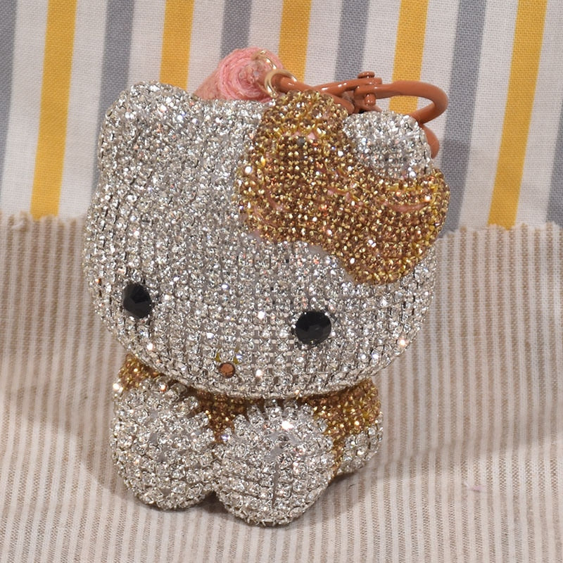 Rhinestone Cat Keychain Pendant