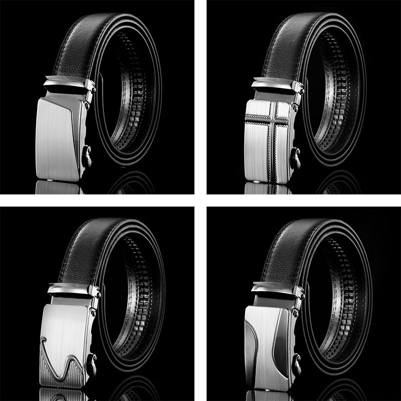 Men Leather Belt Metal Automatic Buckle