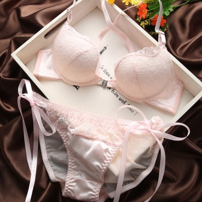 Sexy Lace Beautiful Back Bra Bowknot Fashion Bra Set