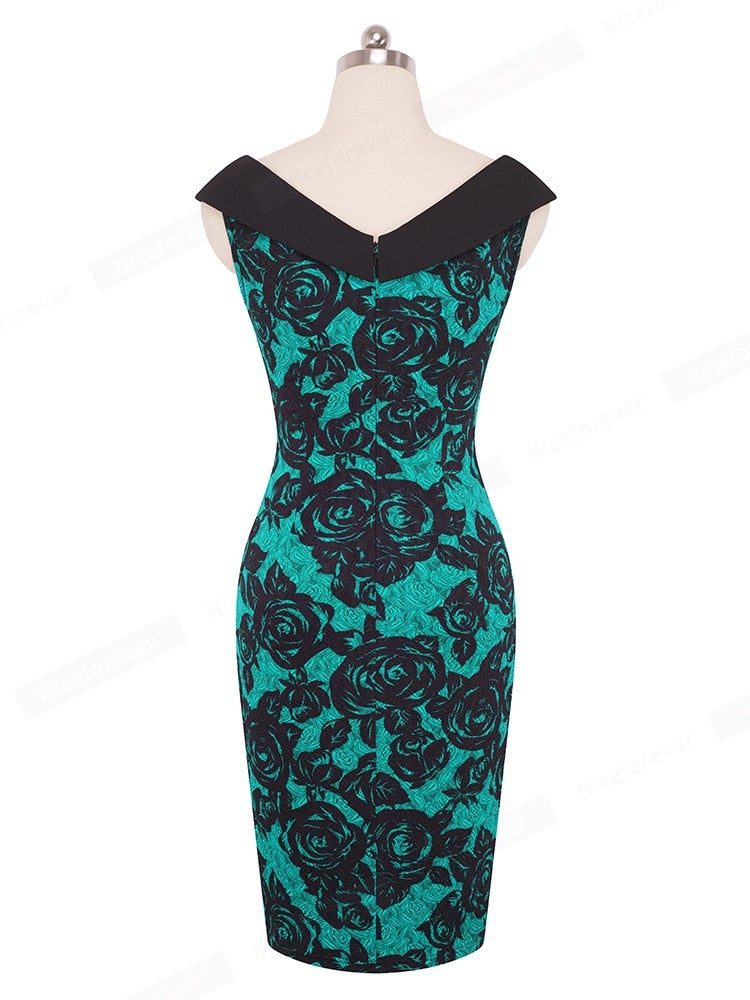 Elegant Flower Sexy Off Shoulder Bodycon Dress
