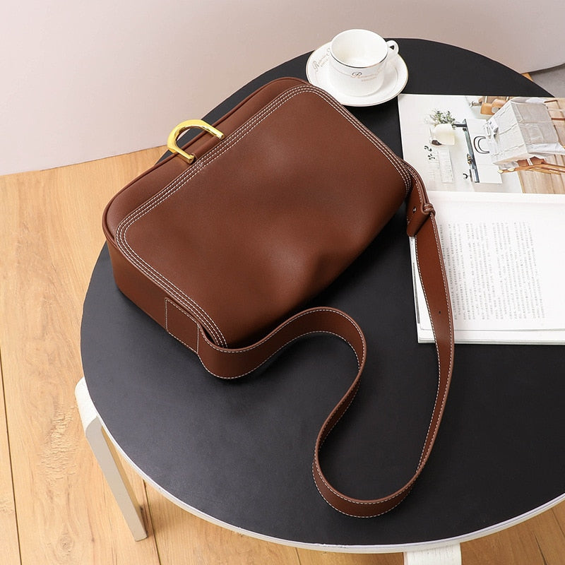 Soft Cowhide Leather Cross Body Bag