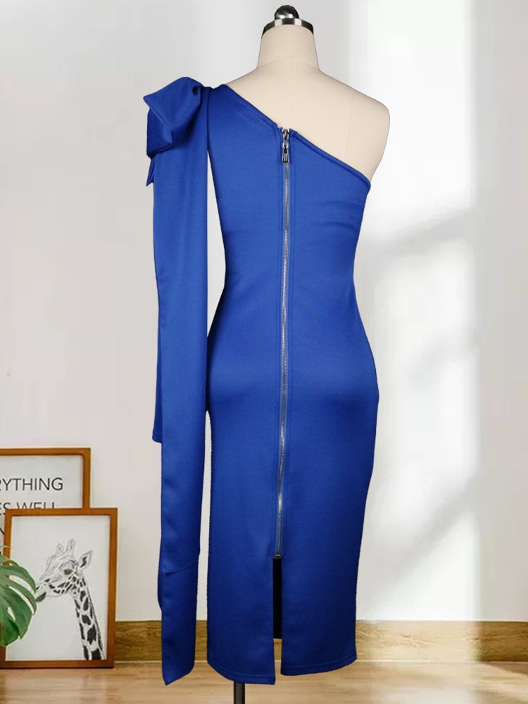 One Shoulder Elegant Bodycon with Big Bow