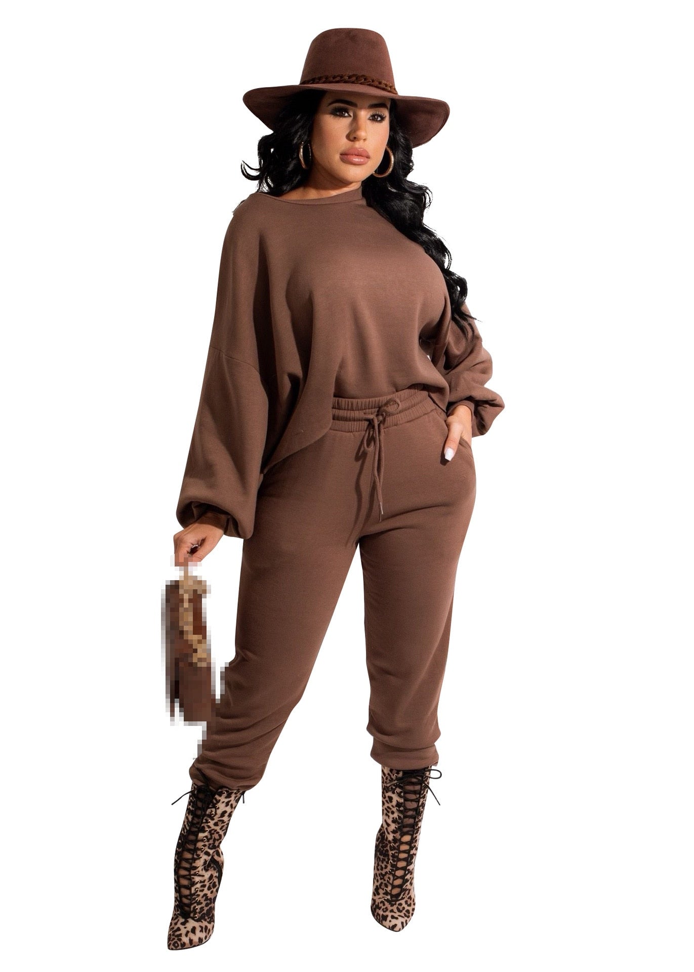 2 Pieces Tracksuit with Crop Top